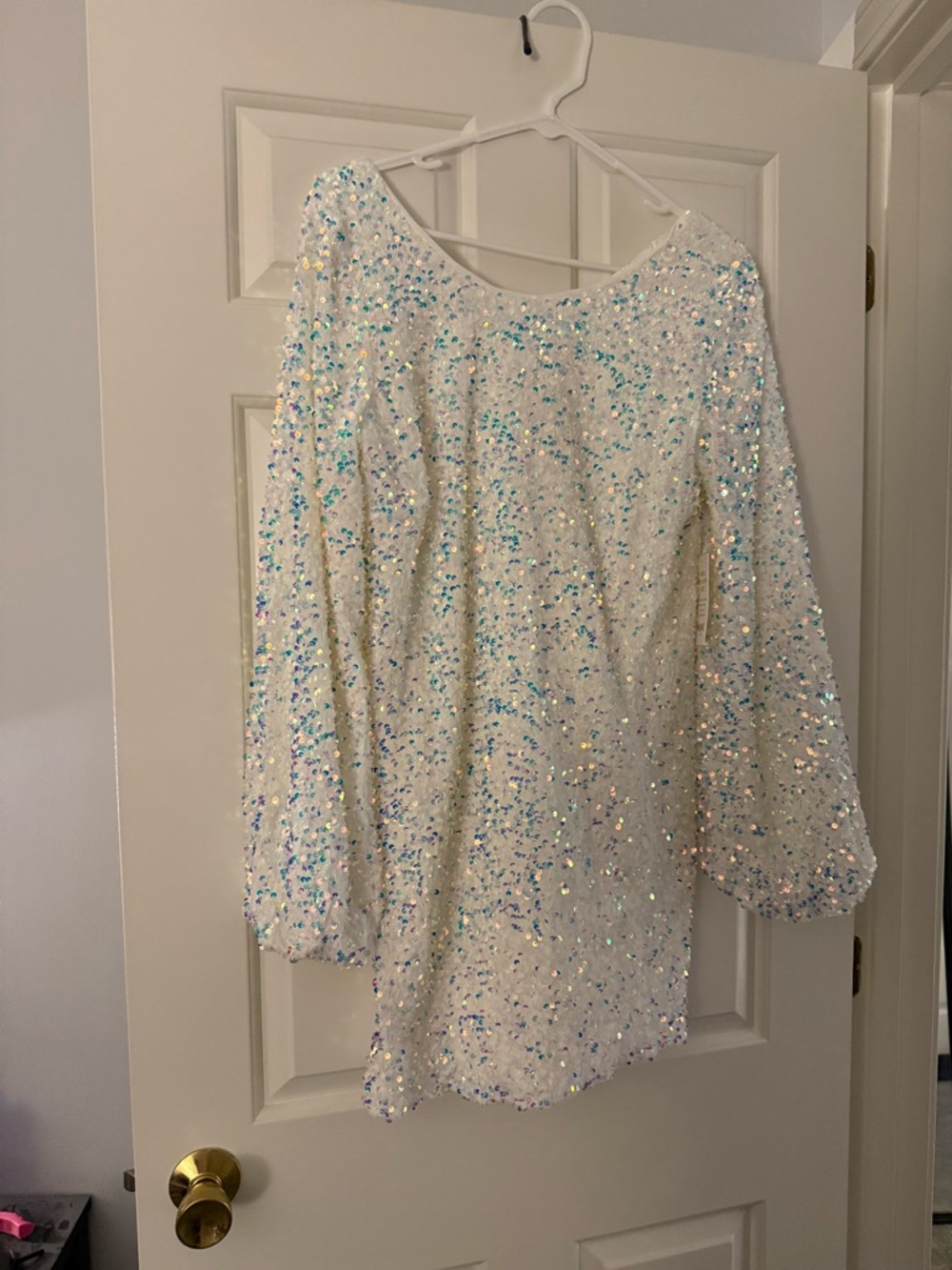 Iridescent Sequin Long Sleeve Mini Dress